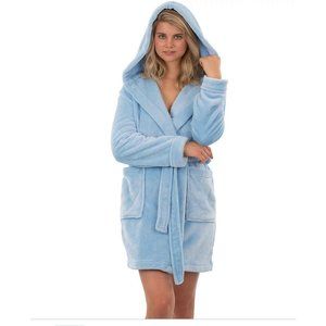VEAMI Women's Francesca Ultra-Soft Plush Warm Fleece Hooded Bathrobe Sho…